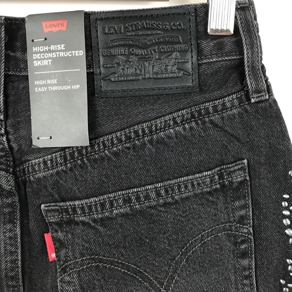 NWT‎ Levi's Studded Festival Mini Skirt in Full Metal Size 25 - Picture 9 of 11